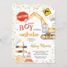 Invitación a Baby Shower para bebé en construcción