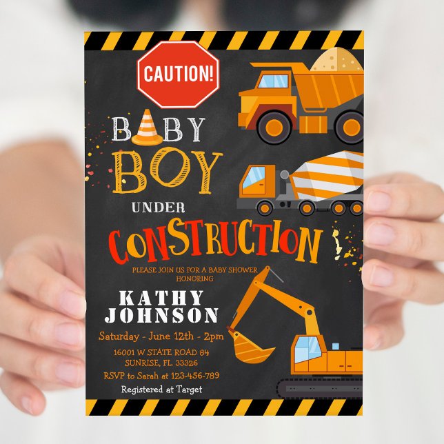 Invitación a Baby Shower para bebé en construcción (Subido por el creador)