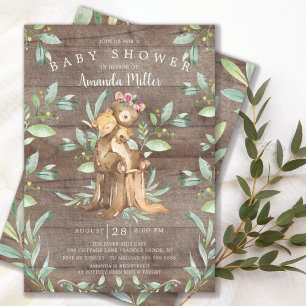Invitación a Baby Shower para bebe y mamá rústico