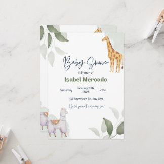 Invitación a Baby Shower para bebés - Animales Saf