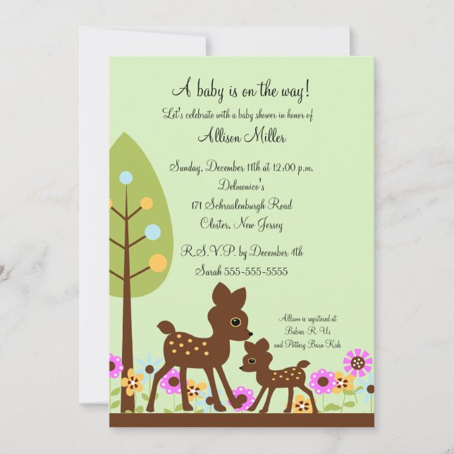 Invitación a Baby Shower para bebés de Woodland (Anverso)