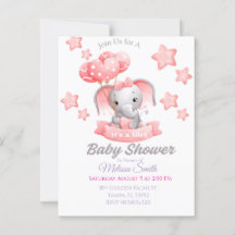Invitación a Baby Shower para bebés elefantes