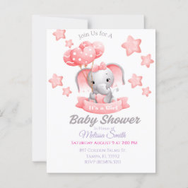 Invitación a Baby Shower para bebés elefantes