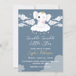 Invitación a Baby Shower para bebés elefantes