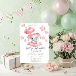 Invitación a Baby Shower para bebés elefantes