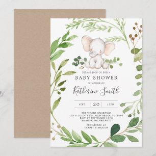 Invitación a Baby Shower para bebés elefantes