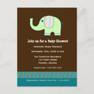 Invitación a Baby Shower para bebés elefantes