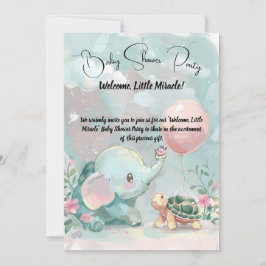 Invitación a Baby Shower para bebés elefantes y to