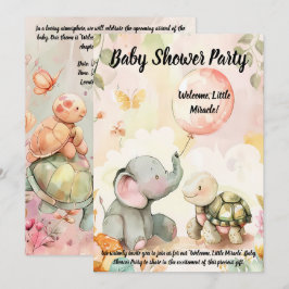 Invitación a Baby Shower para bebés elefantes y to