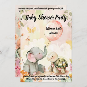 Invitación a Baby Shower para bebés elefantes y to