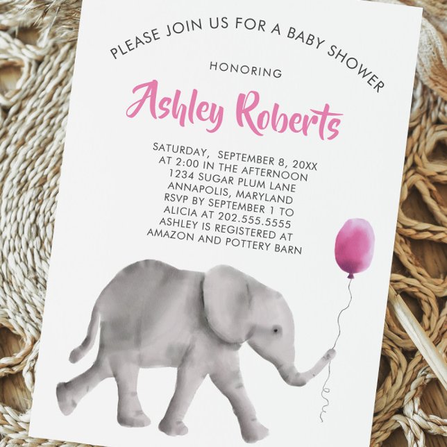 Invitación a Baby Shower para bebés, rosa y gris (Subido por el creador)