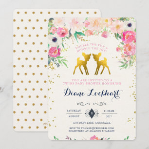 Invitación a Baby Shower para bebés venados gemelo