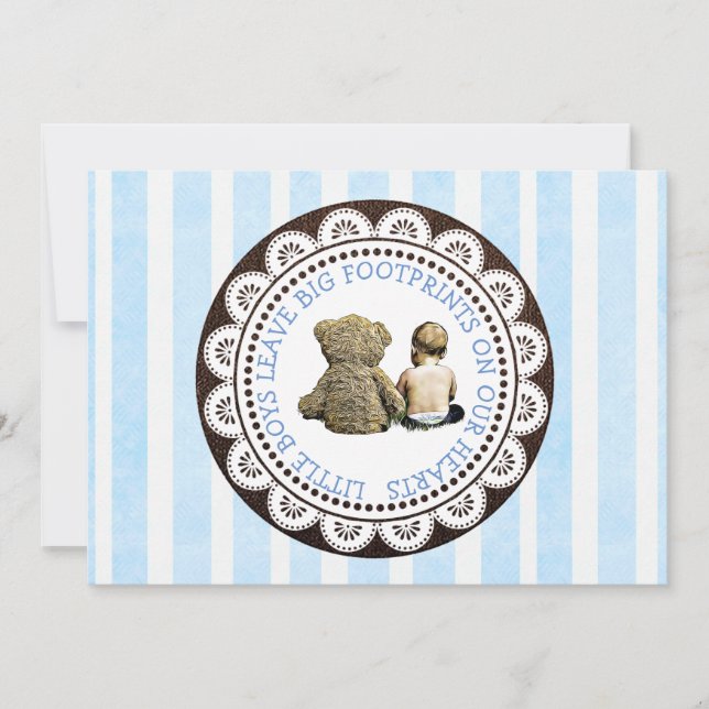 Invitación a Baby Shower para bebes y ositos de pe (Anverso)