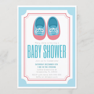 Invitación a Baby Shower para bebes zapatillas