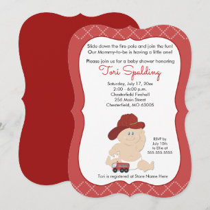Invitación a Baby Shower para bombero bebé