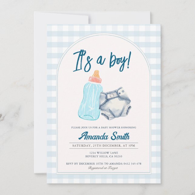 Invitación a Baby Shower para botellas de leche de (Anverso)