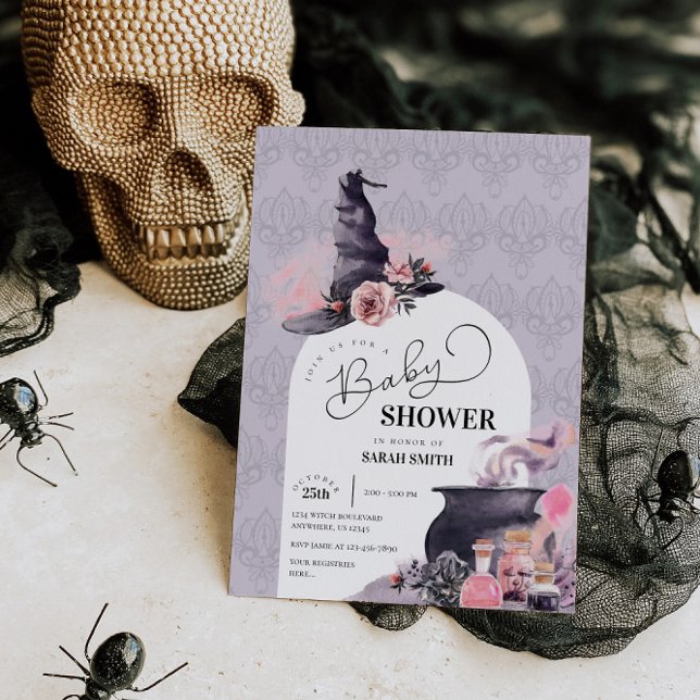 Invitación a Baby Shower para brujas de Halloween (Subido por el creador)