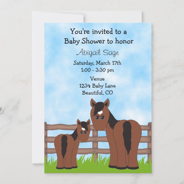 Invitación a Baby Shower para caballos de Appaloos (Anverso)