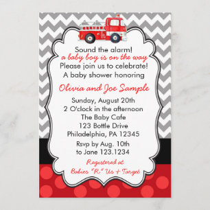 Invitación a Baby Shower para camión de bomberos