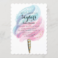 Invitación a Baby Shower para candy de algodón