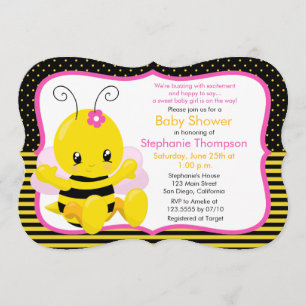 Invitación a Baby Shower para Chica de abejas