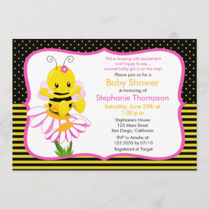Invitación a Baby Shower para Chica de abejas