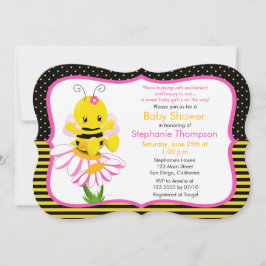 Invitación a Baby Shower para Chica de abejas