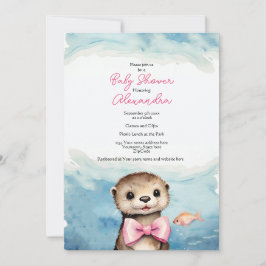 Invitación a Baby Shower para Chica de bebés Otter