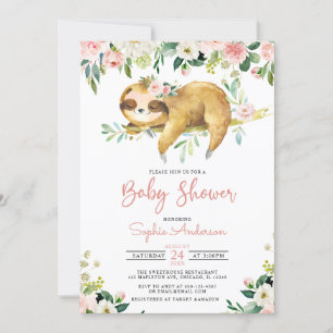 Invitación a Baby Shower para Chica floral rosa de