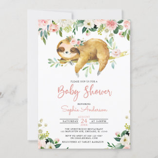 Invitación a Baby Shower para Chica floral rosa de
