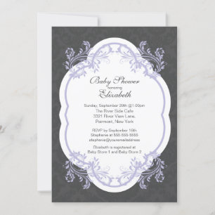 Invitación a Baby Shower para Chicas de Damasco Pú