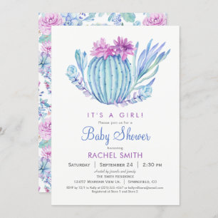 Invitación a Baby Shower para Chicas de Succulent