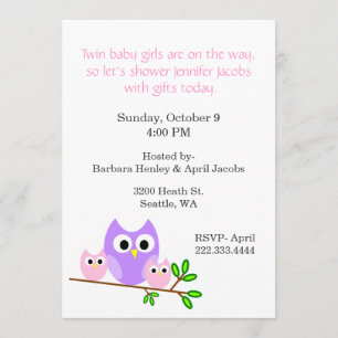 Invitación a Baby Shower para Chicas gemelos