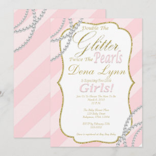 Invitación a Baby Shower para Chicas gemelos