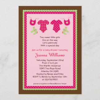 Invitación a Baby Shower para Chicas gemelos