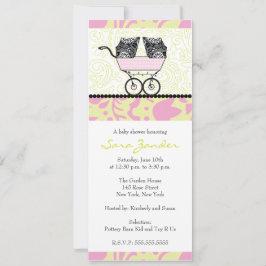 Invitación a Baby Shower para Chicas gemelos - Car