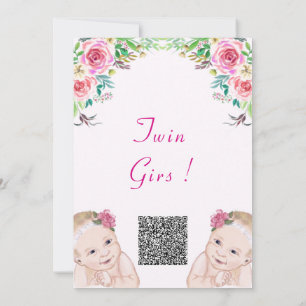 Invitación a Baby Shower para Chicas gemelos con c