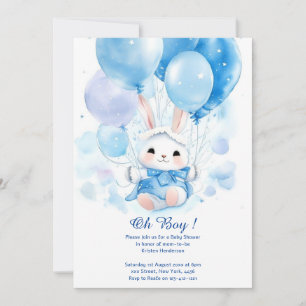Invitación a Baby Shower para conejito acuarela