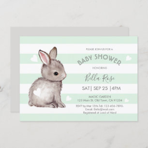 Invitación a Baby Shower para conejito con tiras g
