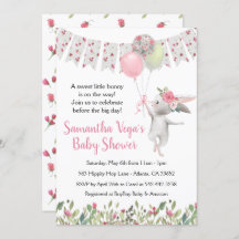 Invitación a Baby Shower para conejito floral prim