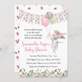 Invitación a Baby Shower para conejito floral prim
