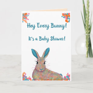 Invitación a Baby Shower para conejito verde azula