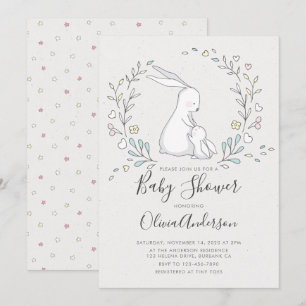 Invitación a Baby Shower para conejitos