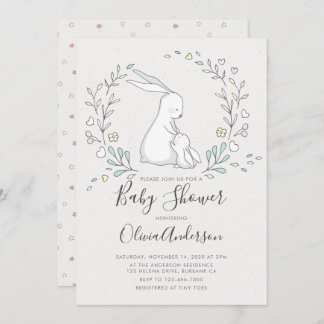 Invitación a Baby Shower para conejitos