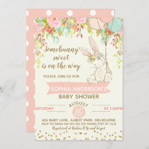 Invitación a Baby Shower para conejitos dulces