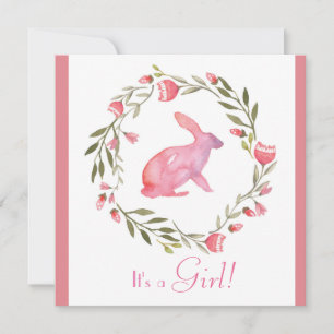 Invitación a Baby Shower para conejitos y flores
