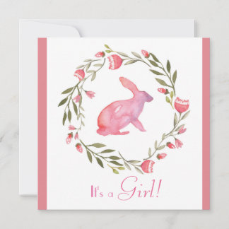 Invitación a Baby Shower para conejitos y flores