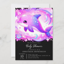 Invitación a Baby Shower para delfines de corte