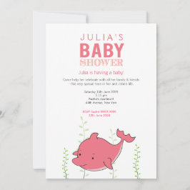 Invitación a Baby Shower para delfines rosados
