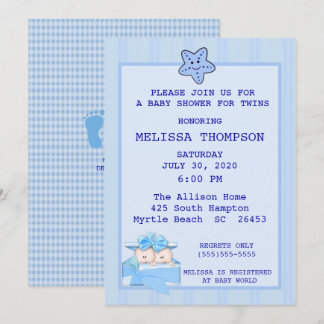 Invitación a Baby Shower para dos niños